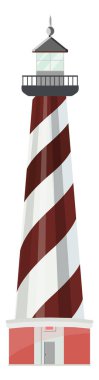 Okyanus feneri, illüstrasyon, beyaz arkaplan üzerindeki vektör.