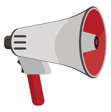 Kırmızı hoparlör, illüstrasyon, beyaz arkaplan üzerindeki vektör.