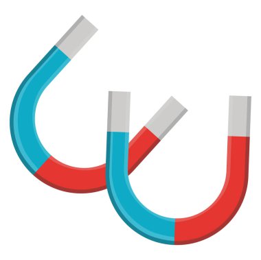 Beyaz zemin üzerinde iki mıknatıs, illüstrasyon, vektör.