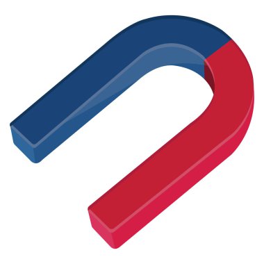 Beyaz zemin üzerinde metal mıknatıs, illüstrasyon, vektör.