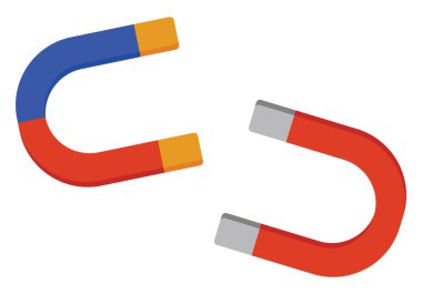 Beyaz zemin üzerinde enerji mıknatısları, illüstrasyon, vektör.