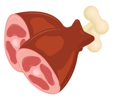 Jambon eti, illüstrasyon, beyaz arkaplandaki vektör.