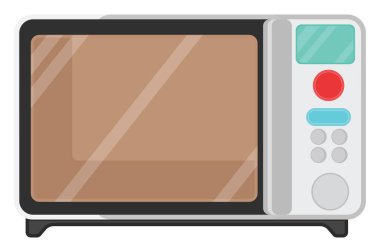 Beyaz dijital mikrodalga fırın, illüstrasyon, beyaz zemin üzerindeki vektör.