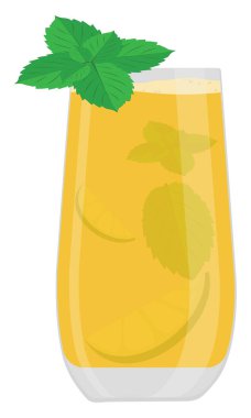 Sarı mojito, illüstrasyon, beyaz arkaplan üzerindeki vektör.