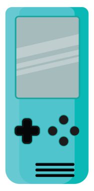 Eski mavi oyun konsolu, illüstrasyon, beyaz arkaplan üzerindeki vektör.