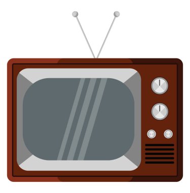 Eski ahşap televizyon, illüstrasyon, beyaz arka planda vektör.