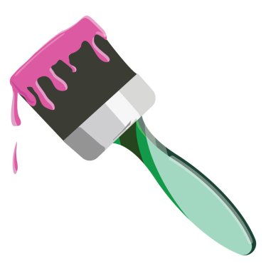 Yeşil boya fırçası, illüstrasyon, beyaz arkaplan üzerindeki vektör.