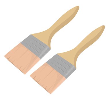 Beyaz arka planda iki ahşap fırça, illüstrasyon, vektör..