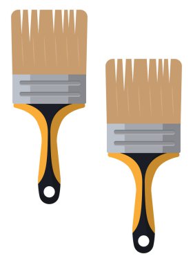 Sarı boya fırçaları, illüstrasyon, beyaz arkaplanda vektör..