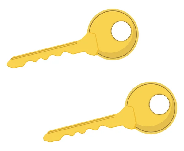 Two Golden Keys Illustration Vector White Background — Stock Vector