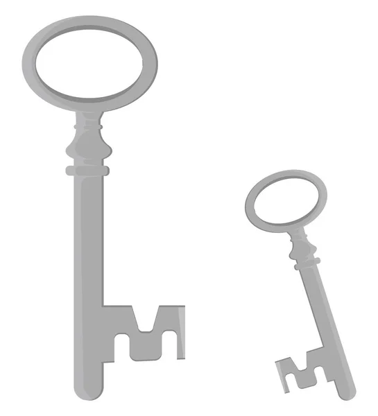 Ezüst Antik Kulcsok Illusztráció Vektor Fehér Alapon — Stock Vector