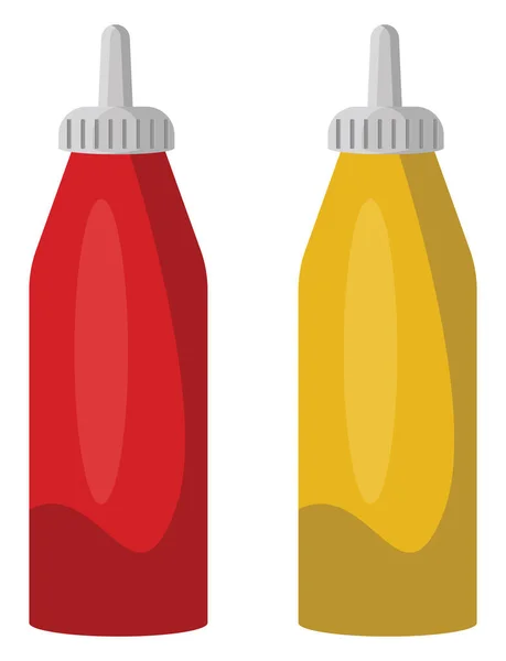 Fast Food Ketchup Und Senf Illustration Vektor Auf Weißem Hintergrund — Stockvektor