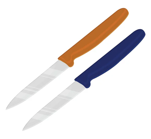 Two Colorful Kitchen Knives Illustration Vector White Background — Stock Vector