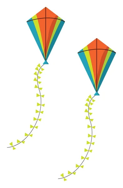 Zwei Bunte Fliegende Drachen Illustration Vektor Auf Weißem Hintergrund — Stockvektor