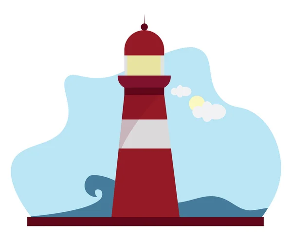 Red Lighthouse Illustration Vector White Background — Stock Vector