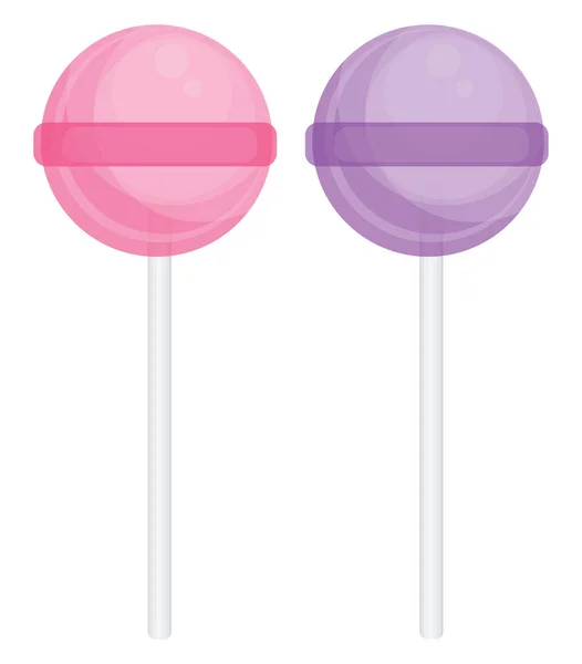 Roze Paarse Lolipop Illustratie Vector Een Witte Achtergrond — Stockvector