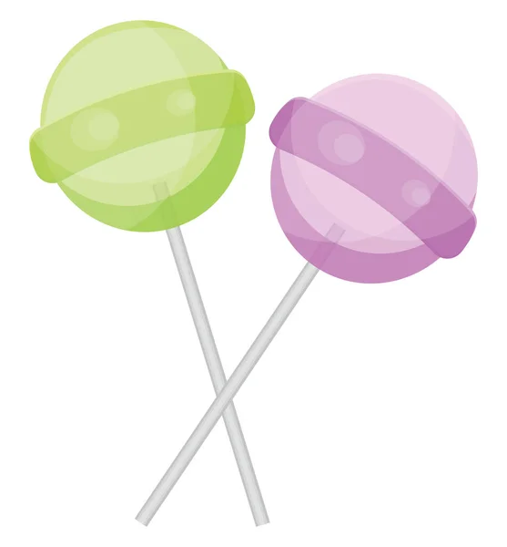 Zwei Süße Lolipops Illustration Vektor Auf Weißem Hintergrund — Stockvektor