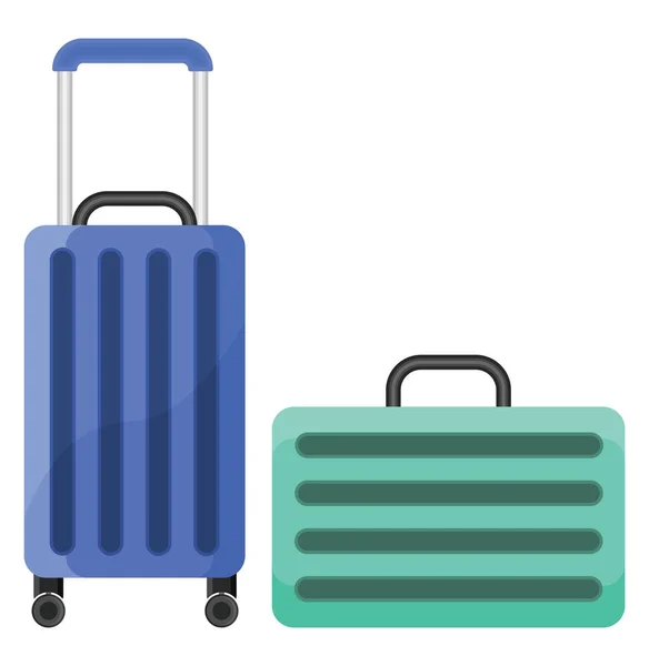 Μπλε Και Πράσινες Αποσκευές Εικονογράφηση Διάνυσμα Λευκό Φόντο — Διανυσματικό Αρχείο