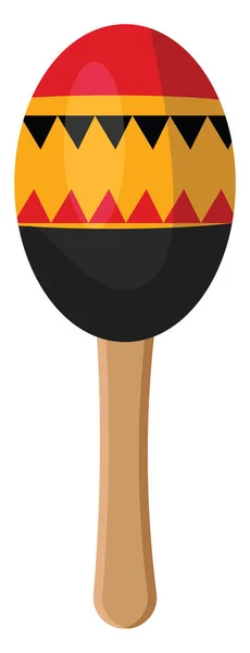 Maraca Noir Rouge Illustration Vecteur Sur Fond Blanc — Image vectorielle