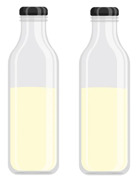 Fles Melk Illustratie Vector Een Witte Achtergrond — Stockvector