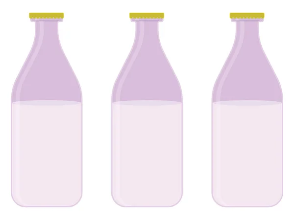 Flessen Melk Illustratie Vector Een Witte Achtergrond — Stockvector