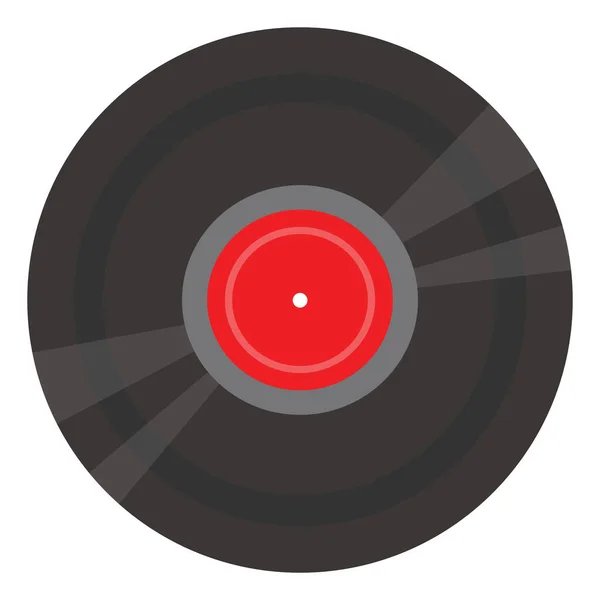Κόκκινος Δίσκος Μουσικής Εικονογράφηση Διάνυσμα Λευκό Φόντο — Διανυσματικό Αρχείο