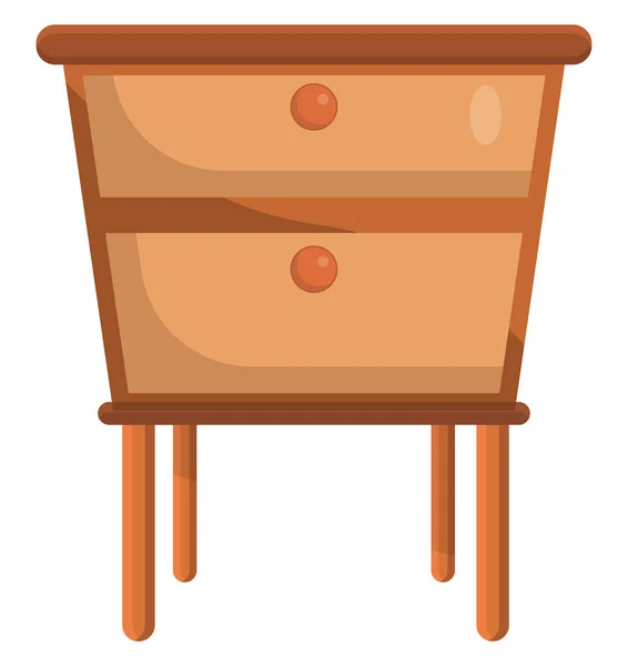 白色背景上的褐色木制床头柜 — 图库矢量图片