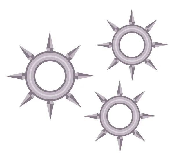 Fém Shurikens Illusztráció Vektor Fehér Alapon — Stock Vector