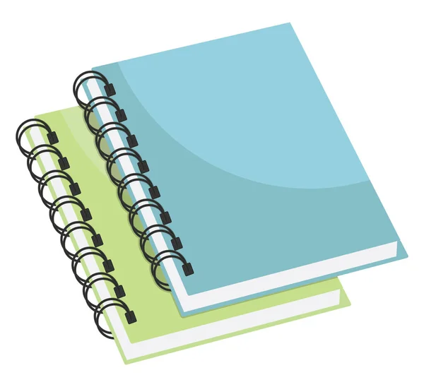 Cadernos Azuis Verdes Ilustração Vetor Sobre Fundo Branco — Vetor de Stock