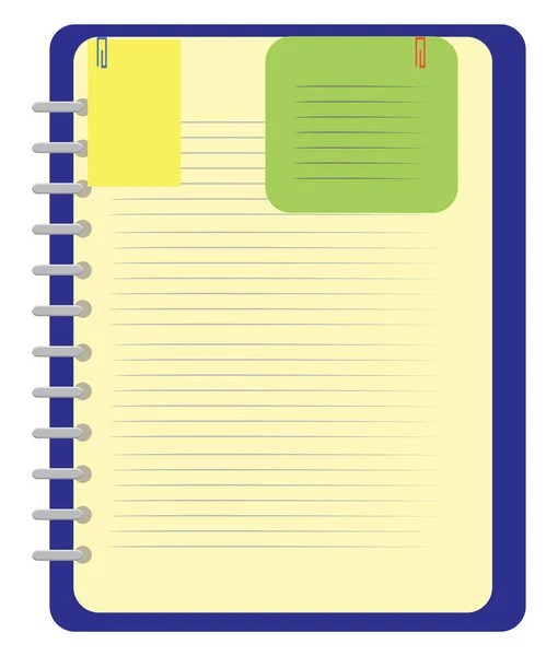 Caderno Escola Azul Ilustração Vetor Fundo Branco —  Vetores de Stock