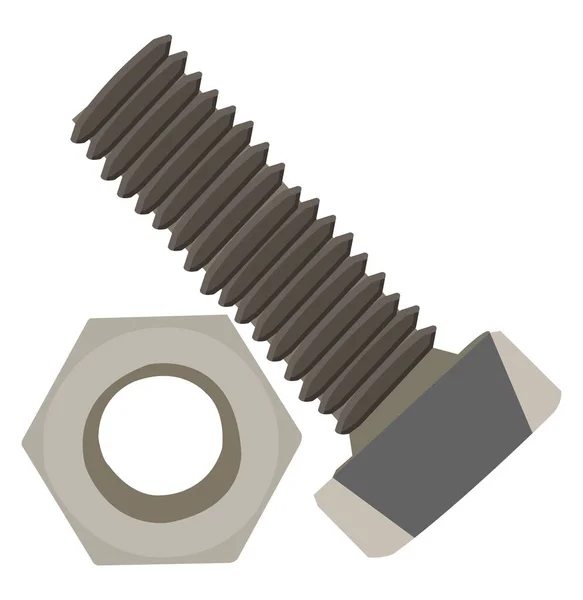 Steel Nut Bolt Illustration Vector White Background — Stock Vector