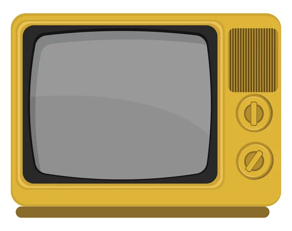 Старый Желтый Телевизор Иллюстрация Вектор Белом Фоне — стоковый вектор