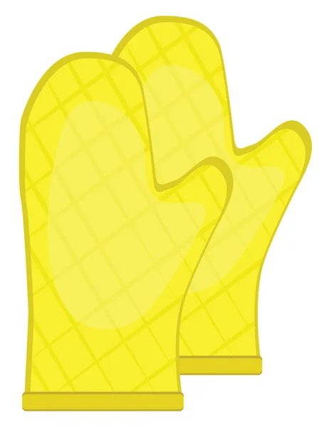 Κίτρινα Γάντια Φούρνου Εικονογράφηση Διάνυσμα Λευκό Φόντο — Διανυσματικό Αρχείο