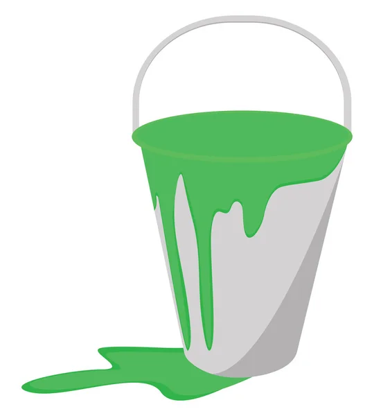 Secchio Con Colore Verde Illustrazione Vettore Sfondo Bianco — Vettoriale Stock