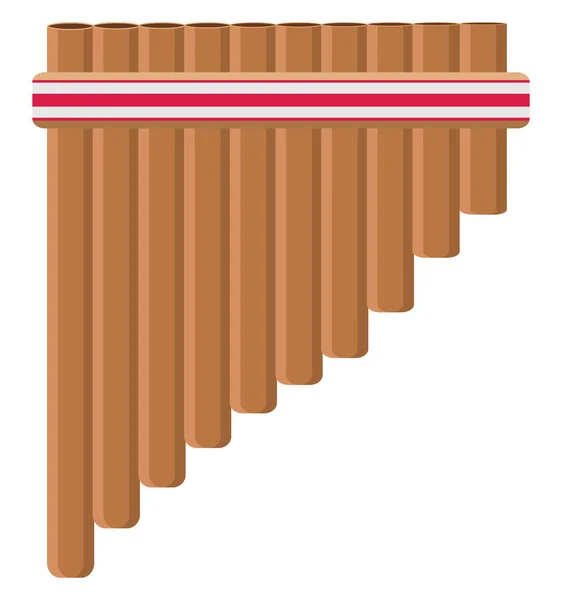 木制文化长笛 白色背景上的矢量 — 图库矢量图片
