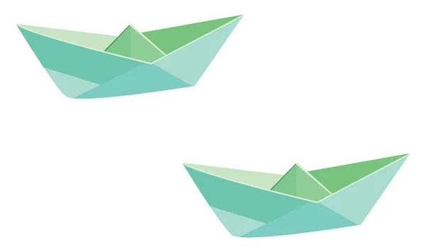 Barche Carta Verde Illustrazione Vettore Sfondo Bianco — Vettoriale Stock