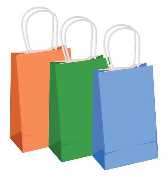 Orange Green Blue Paper Bags Illustration Vector White Background — Stock Vector