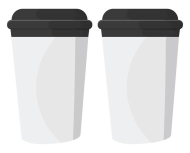 Beyaz kağıt bardaklar, illüstrasyon, beyaz arkaplan üzerindeki vektör.