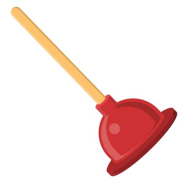 Kırmızı tuvalet pompası, illüstrasyon, beyaz arka planda vektör..