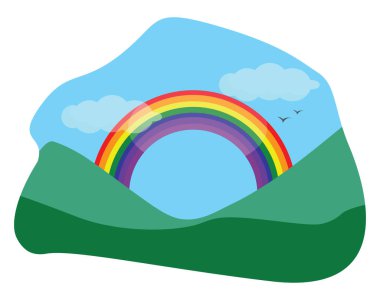 Alanda gökkuşağı, resimleme, beyaz arkaplan üzerinde vektör.