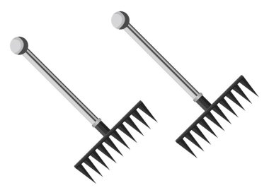 Bahçe tırmıkları, illüstrasyon, beyaz arkaplandaki vektör.