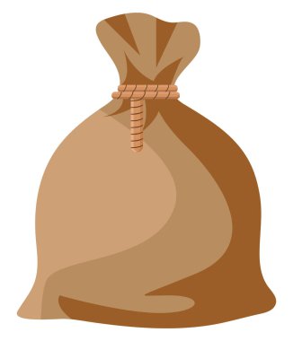 Kahverengi çuval, illüstrasyon, beyaz arkaplanda vektör.