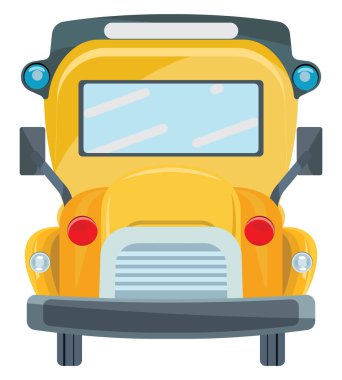 Sarı okul otobüsü, illüstrasyon, beyaz arkaplan üzerindeki vektör.