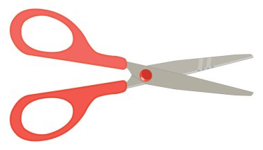 Beyaz arkaplanda kırmızı makas, illüstrasyon, vektör.