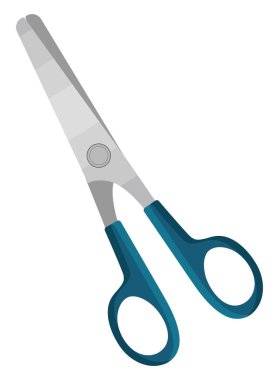 Mavi okul makası, illüstrasyon, beyaz arkaplan üzerindeki vektör.