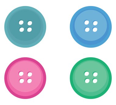 Dört giysi düğmesi, illüstrasyon, beyaz arkaplanda vektör.