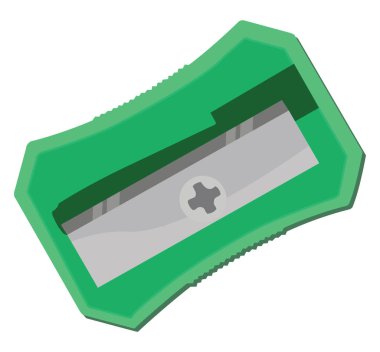 Beyaz arkaplanda yeşil kalem açacağı, illüstrasyon, vektör.