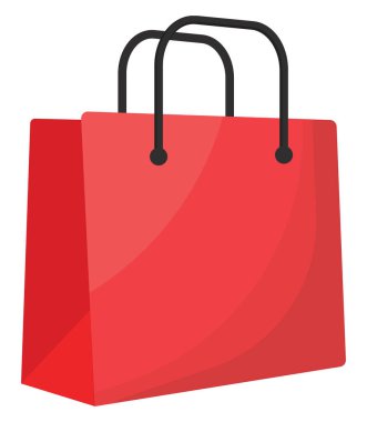 Kırmızı alışveriş çantası, illüstrasyon, beyaz arkaplanda vektör.