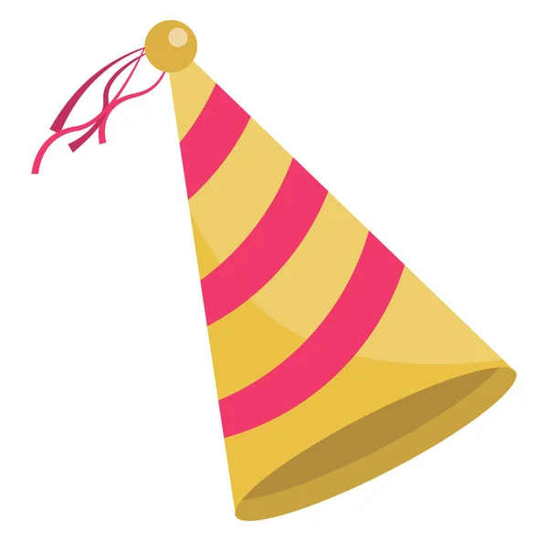 Gelber Und Pinkfarbener Partyhut Illustration Vektor Auf Weißem Hintergrund — Stockvektor