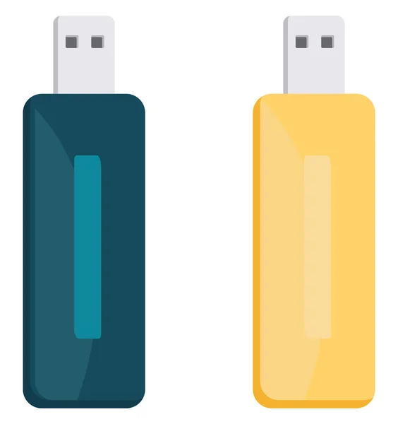 Usb Blu Giallo Illustrazione Vettore Sfondo Bianco — Vettoriale Stock